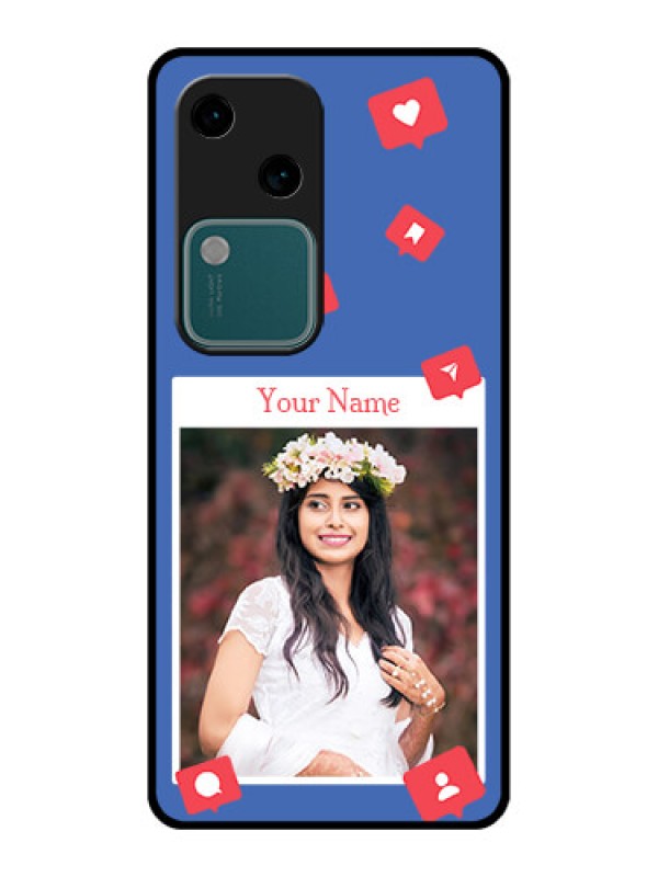 Custom Vivo V30 5G Custom Glass Phone Case - Like Share And Comment Design