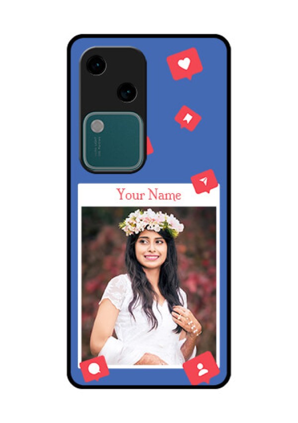 Vivo V30 5G Custom Glass Phone Case - Like Share And Comment Design