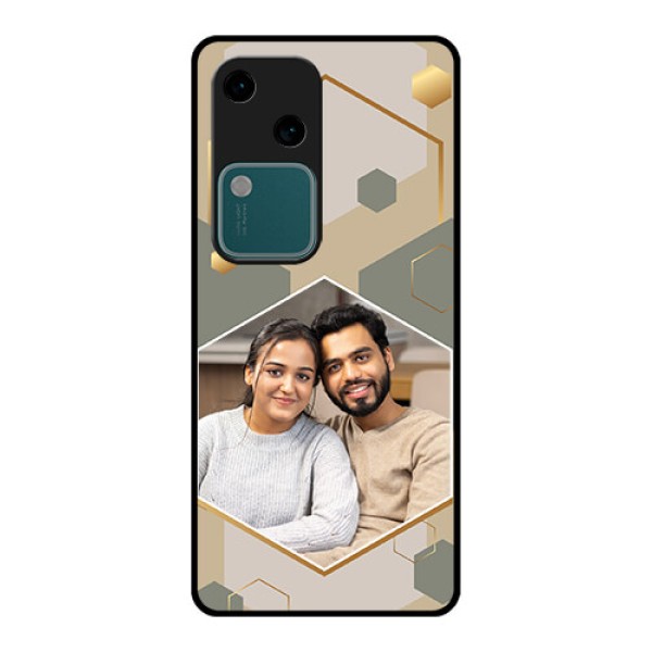 Vivo V30 5G Custom Glass Phone Case - Stylish Hexagon Pattern Design Vivo V30 5G Custom Glass Phone Case - Stylish Hexagon Pattern Design
