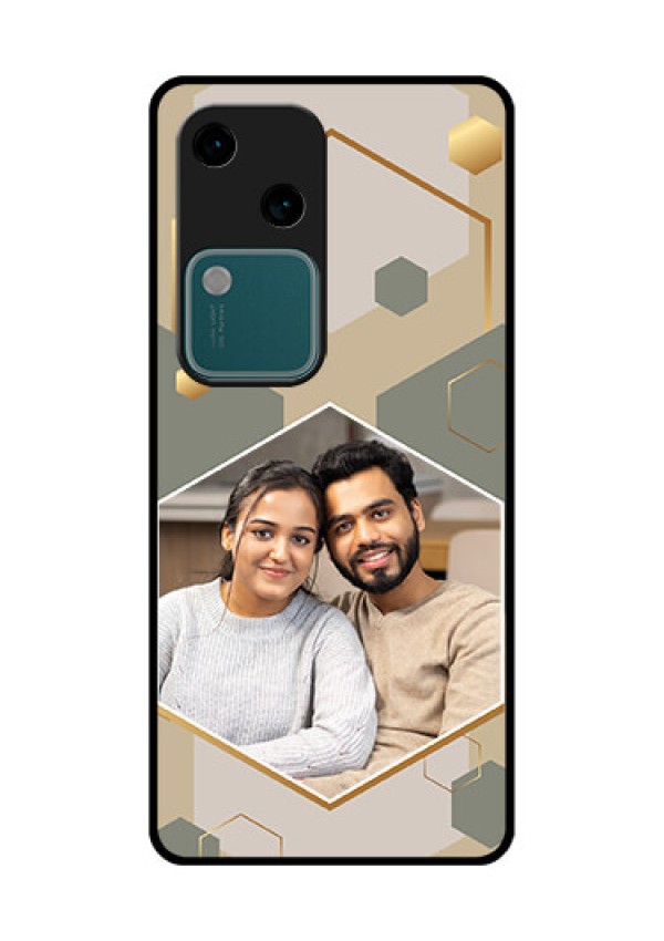 Vivo V30 5G Custom Glass Phone Case - Stylish Hexagon Pattern Design