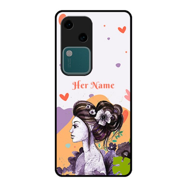 Vivo V30 5G Custom Glass Phone Case - Woman And Nature Design Vivo V30 5G Custom Glass Phone Case - Woman And Nature Design