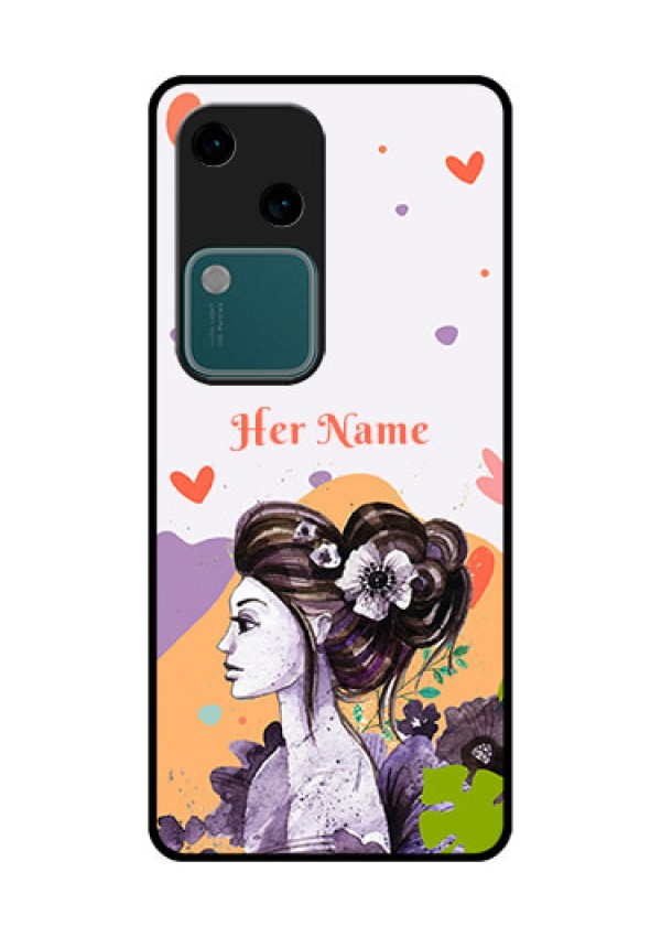 Vivo V30 5G Custom Glass Phone Case - Woman And Nature Design