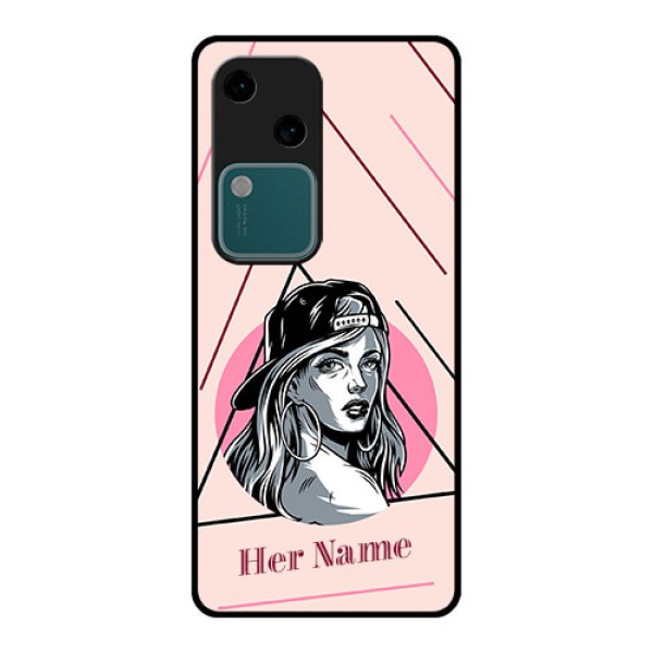 Vivo V30 5G Custom Glass Phone Case - Rockstar Girl Design
