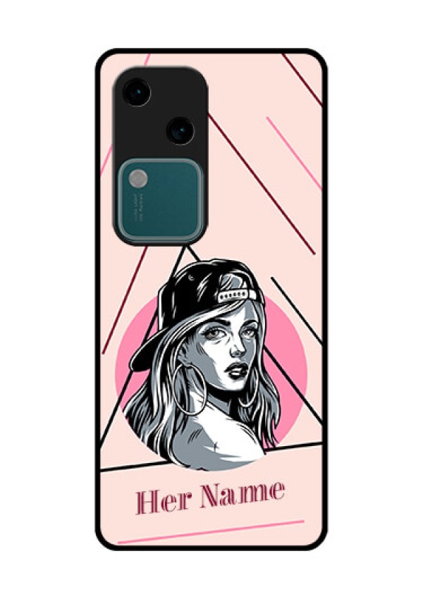 Vivo V30 5G Custom Glass Phone Case - Rockstar Girl Design
