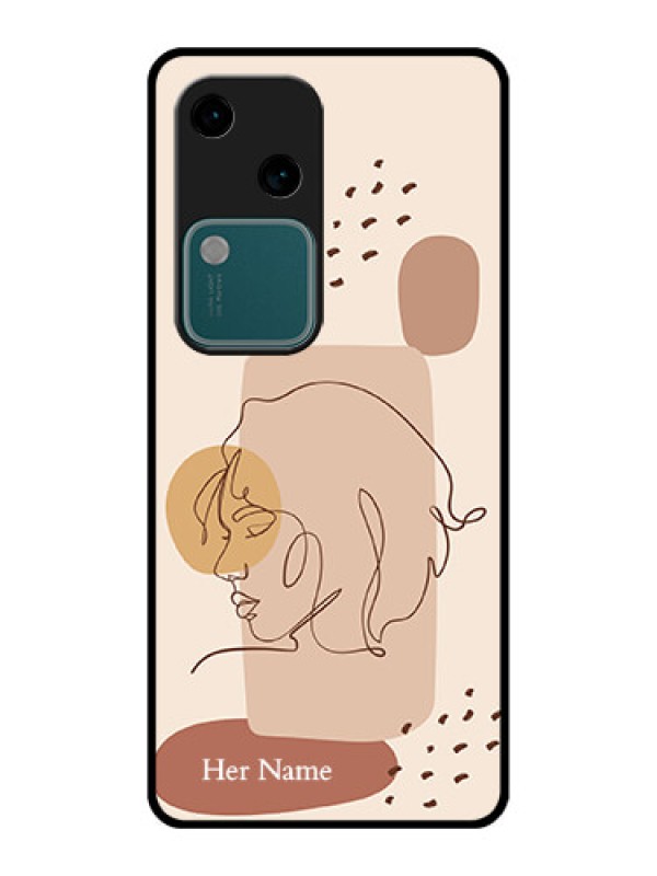 Custom Vivo V30 5G Custom Glass Phone Case - Calm Woman Line Art Design