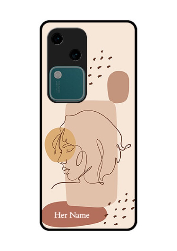Vivo V30 5G Custom Glass Phone Case - Calm Woman Line Art Design