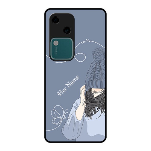 Vivo V30 5G Custom Glass Phone Case - Girl In Winter Outfit Design Vivo V30 5G Custom Glass Phone Case - Girl In Winter Outfit Design