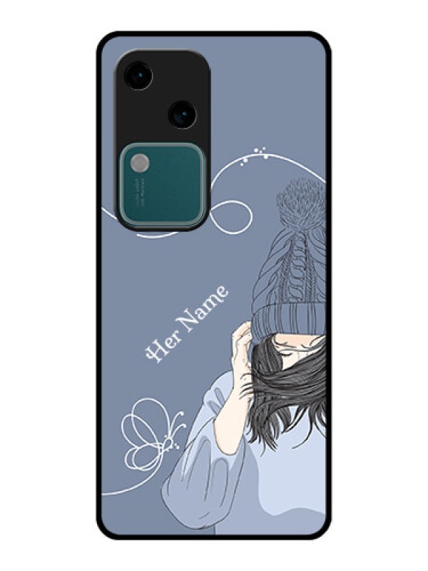 Custom Vivo V30 5G Custom Glass Phone Case - Girl In Winter Outfit Design
