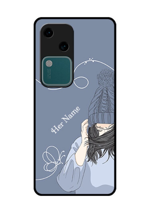 Vivo V30 5G Custom Glass Phone Case - Girl In Winter Outfit Design