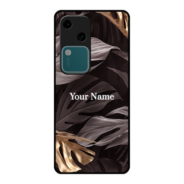 Vivo V30 5G Custom Glass Phone Case - Wild Leaves Digital Paint Design Vivo V30 5G Custom Glass Phone Case - Wild Leaves Digital Paint Design