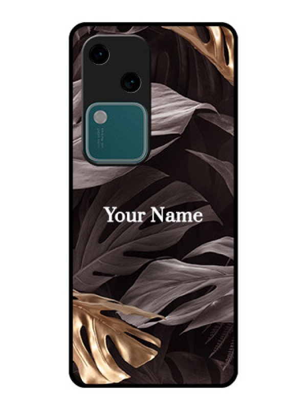 Custom Vivo V30 5G Custom Glass Phone Case - Wild Leaves Digital Paint Design