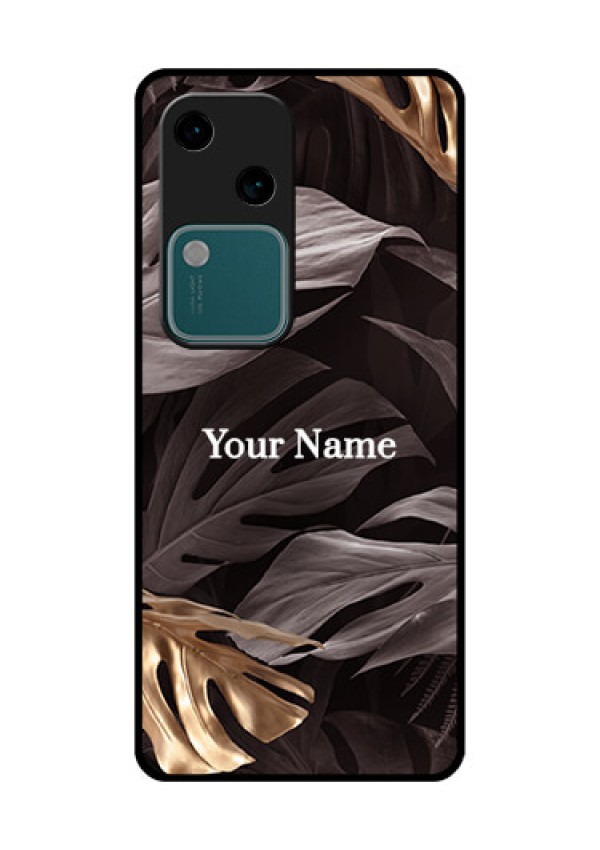 Vivo V30 5G Custom Glass Phone Case - Wild Leaves Digital Paint Design