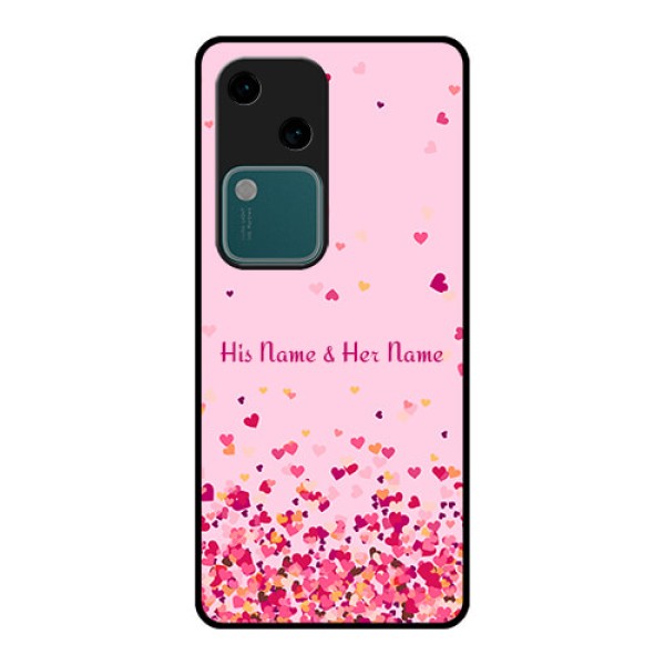 Vivo V30 5G Custom Glass Phone Case - Floating Hearts Design