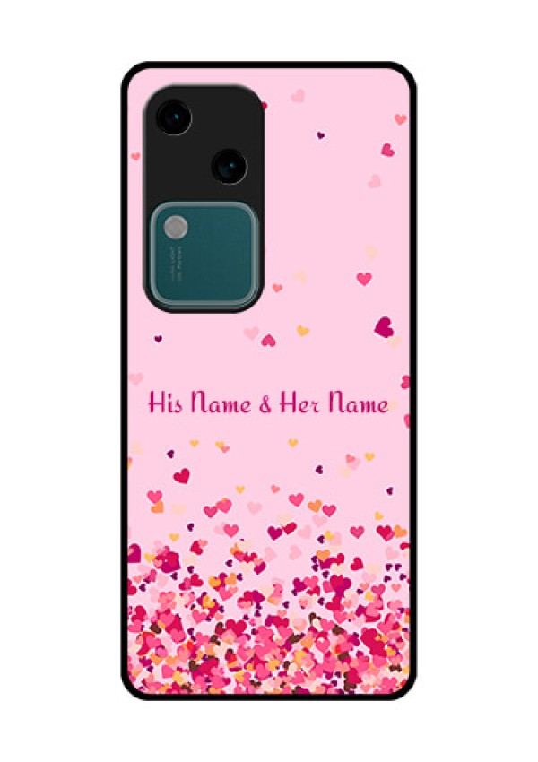 Vivo V30 5G Custom Glass Phone Case - Floating Hearts Design