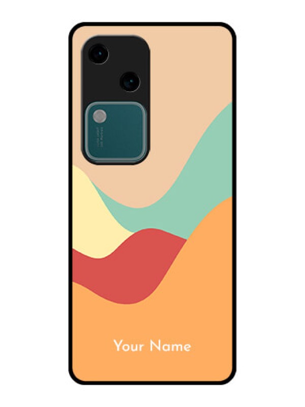 Custom Vivo V30 5G Custom Glass Phone Case - Ocean Waves Multi - Colour Design
