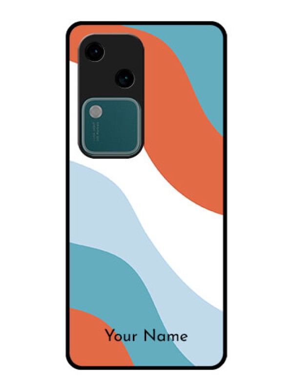 Custom Vivo V30 5G Custom Glass Phone Case - Coloured Waves Design