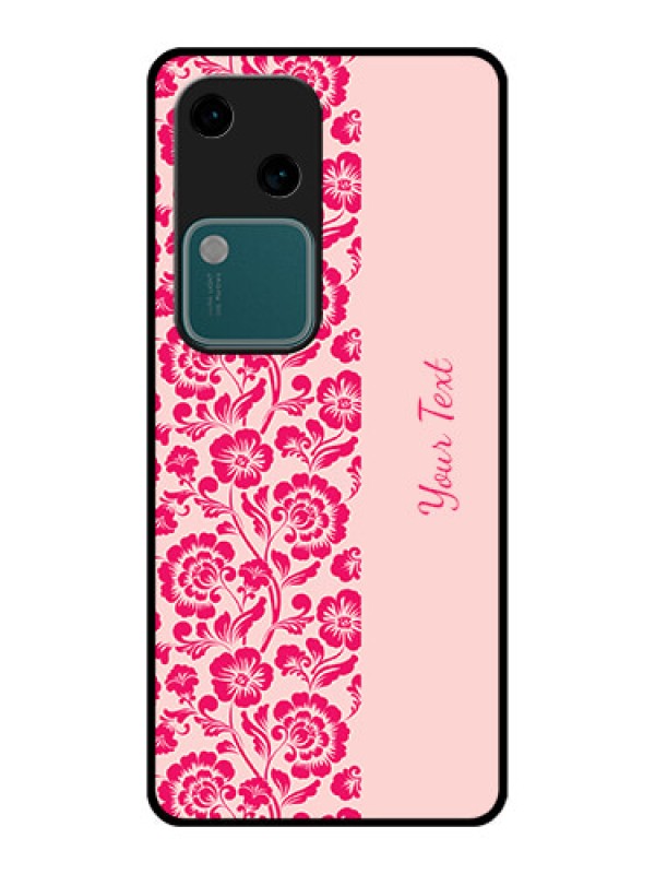 Custom Vivo V30 5G Custom Glass Phone Case - Attractive Floral Pattern Design