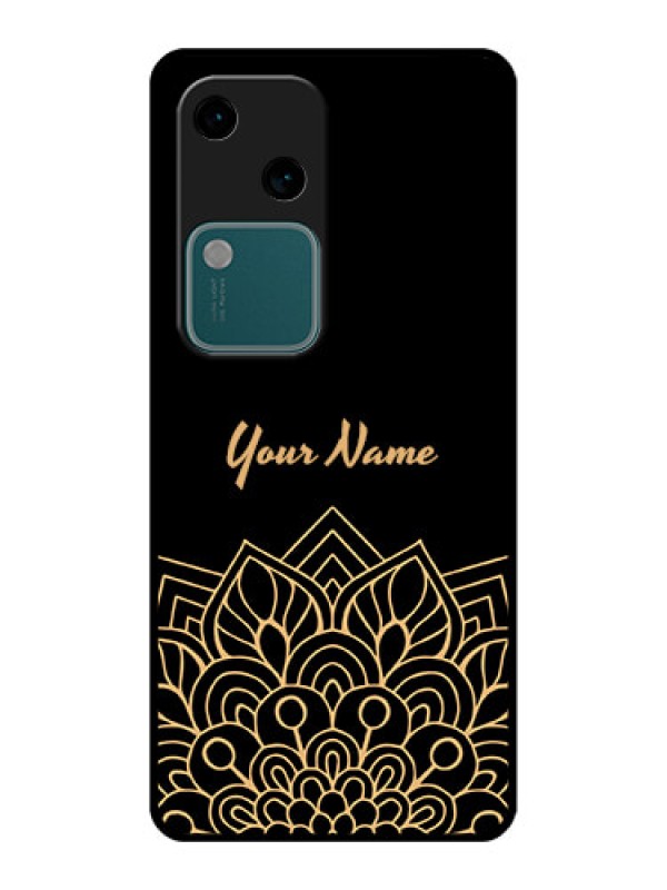 Custom Vivo V30 5G Custom Glass Phone Case - Golden Mandala Design