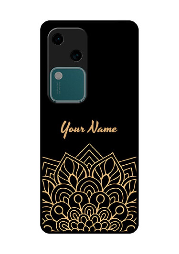 Vivo V30 5G Custom Glass Phone Case - Golden Mandala Design