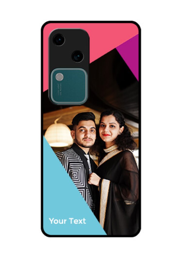 Vivo V30 5G Custom Glass Phone Case - Stacked Triple Colour Design