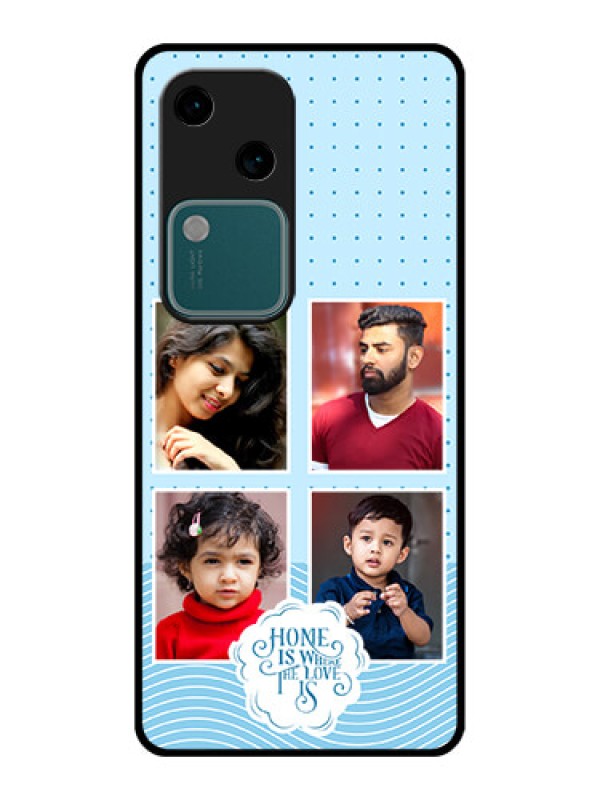 Custom Vivo V30 5G Custom Glass Phone Case - Cute Love Quote With 4 Pic Upload Design
