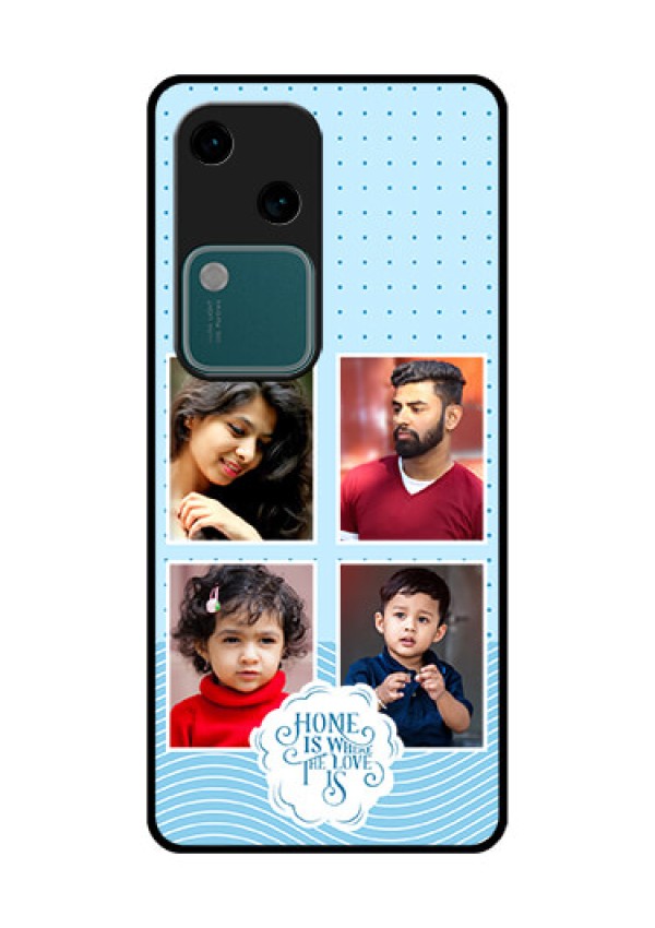 Vivo V30 5G Custom Glass Phone Case - Cute Love Quote With 4 Pic Upload Design