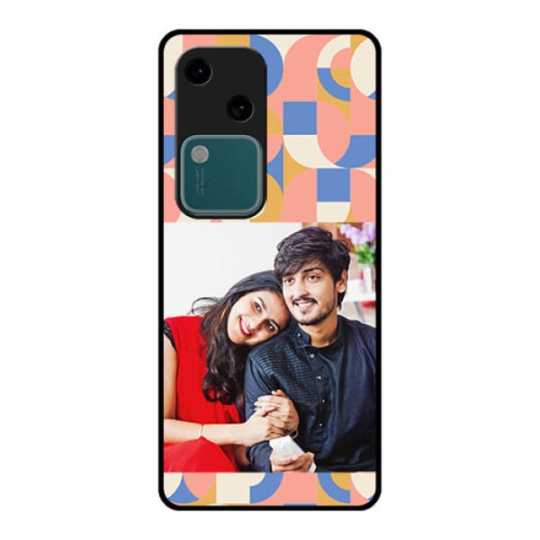Vivo V30 5G Custom Glass Phone Case - Semi - Circle Maze Pattern Design