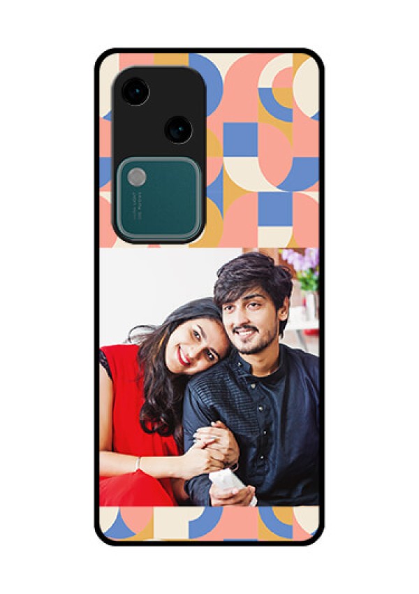 Vivo V30 5G Custom Glass Phone Case - Semi - Circle Maze Pattern Design