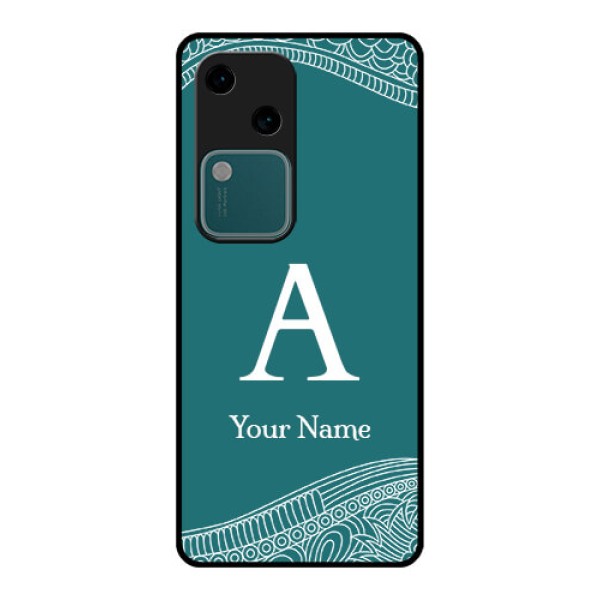 Vivo V30 5G Custom Glass Phone Case - Line Art Pattern With Custom Name Design Vivo V30 5G Custom Glass Phone Case - Line Art Pattern With Custom Name Design