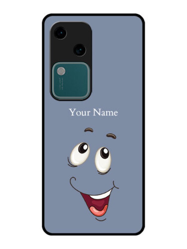 Custom Vivo V30 5G Custom Glass Phone Case - Laughing Cartoon Face Design