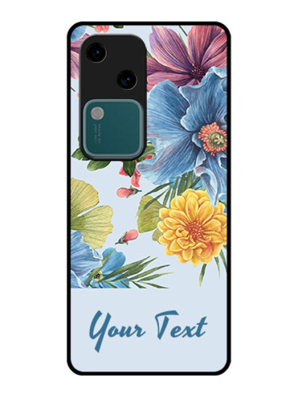Custom Vivo V30 5G Custom Glass Phone Case - Stunning Watercolored Flowers Painting Design