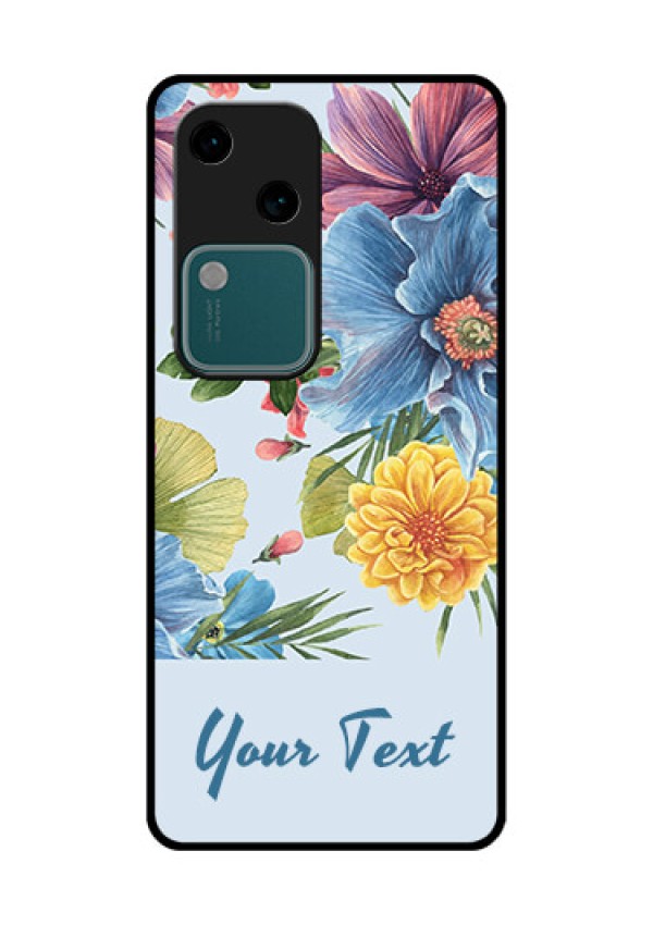 Vivo V30 5G Custom Glass Phone Case - Stunning Watercolored Flowers Painting Design