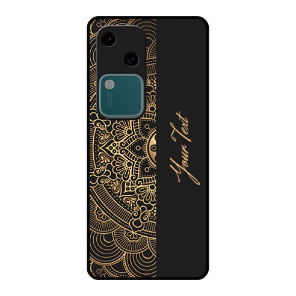 Vivo V30 5G Custom Glass Phone Case - Mandala Art With Custom Text Design