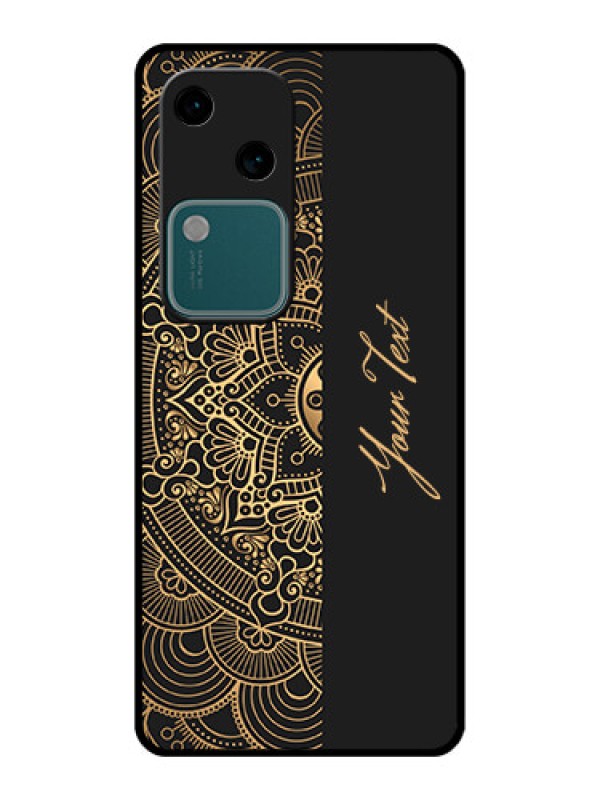 Custom Vivo V30 5G Custom Glass Phone Case - Mandala Art With Custom Text Design