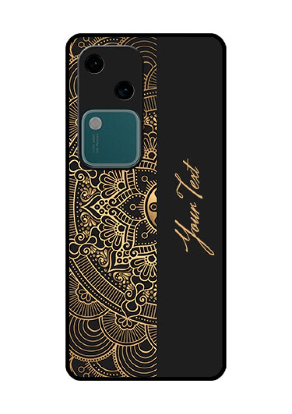 Vivo V30 5G Custom Glass Phone Case - Mandala Art With Custom Text Design