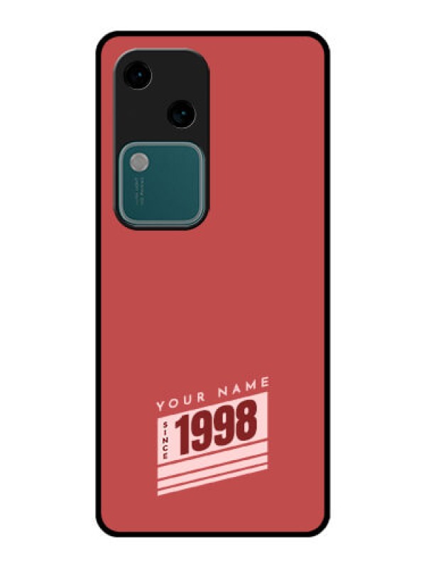 Custom Vivo V30 5G Custom Glass Phone Case - Red Custom Year Of Birth Design