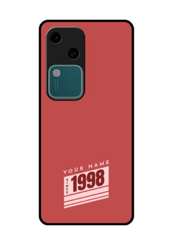 Vivo V30 5G Custom Glass Phone Case - Red Custom Year Of Birth Design