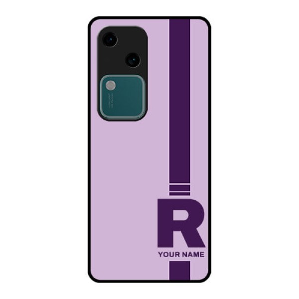 Vivo V30 5G Custom Glass Phone Case - Simple Dual Tone Stripe With Name Design Vivo V30 5G Custom Glass Phone Case - Simple Dual Tone Stripe With Name Design
