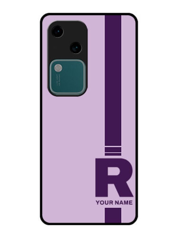 Custom Vivo V30 5G Custom Glass Phone Case - Simple Dual Tone Stripe With Name Design