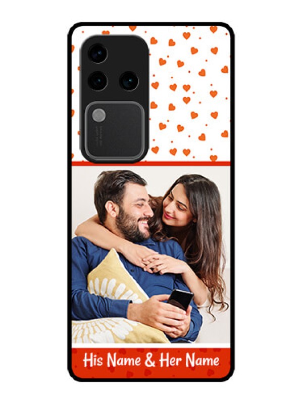 Custom Vivo V30 Pro 5G Custom Glass Phone Case - Orange Love Symbol Design