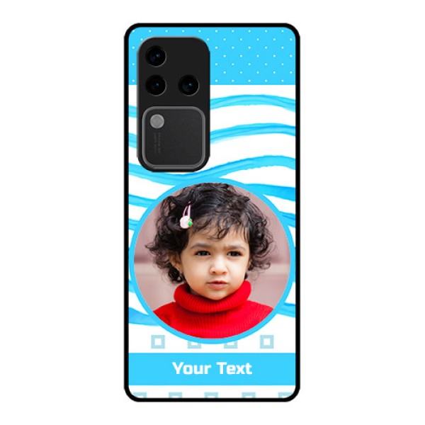 Vivo V30 Pro 5G Custom Glass Phone Case - Simple Blue Case Design