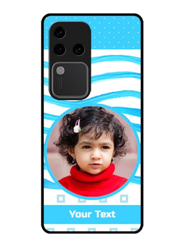 Custom Vivo V30 Pro 5G Custom Glass Phone Case - Simple Blue Case Design