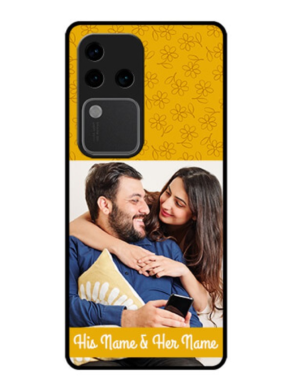 Custom Vivo V30 Pro 5G Custom Glass Phone Case - Yellow Floral Design