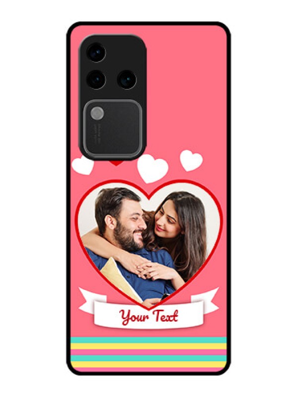 Custom Vivo V30 Pro 5G Custom Glass Phone Case - Love Shapes Doodle Design