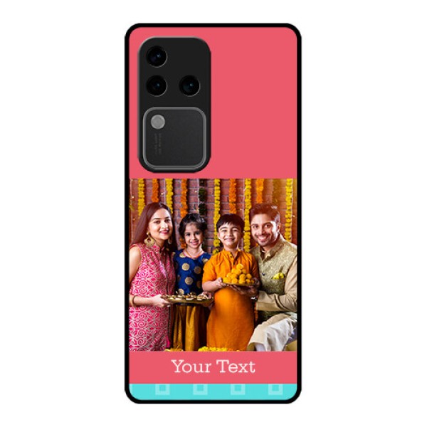 Vivo V30 Pro 5G Custom Glass Phone Case - Peach & Blue Color Design