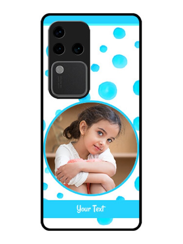 Custom Vivo V30 Pro 5G Custom Glass Phone Case - Blue Bubbles Pattern Design