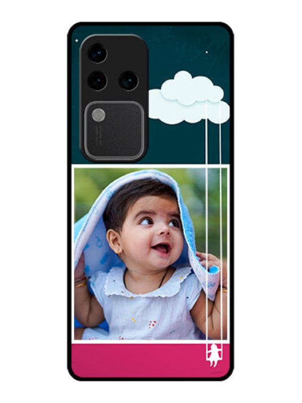 Custom Vivo V30 Pro 5G Custom Glass Phone Case - Cute Girl With Cloud Design