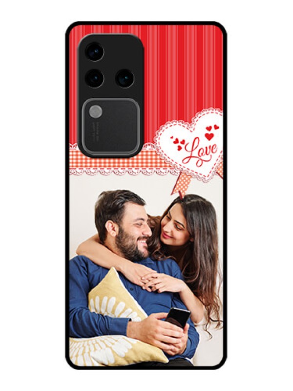 Custom Vivo V30 Pro 5G Custom Glass Phone Case - Red Love Pattern Design