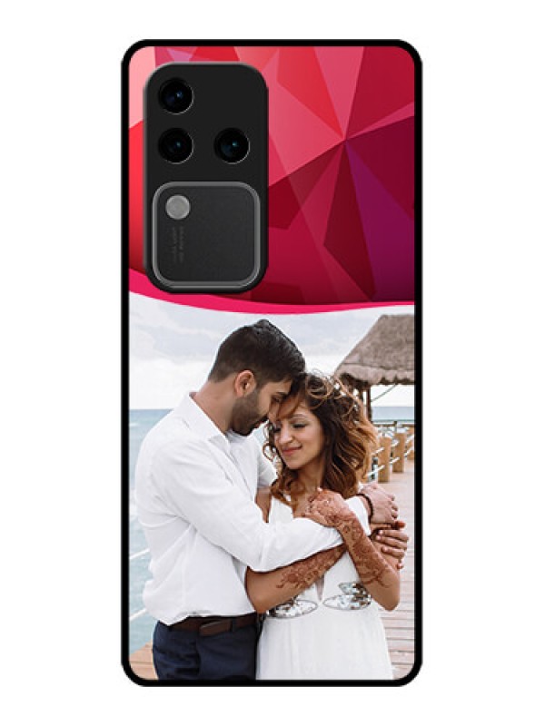 Custom Vivo V30 Pro 5G Custom Glass Phone Case - Red Abstract Design