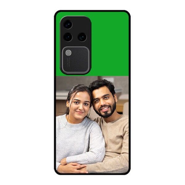 Vivo V30 Pro 5G Custom Glass Phone Case - Green Pattern Design